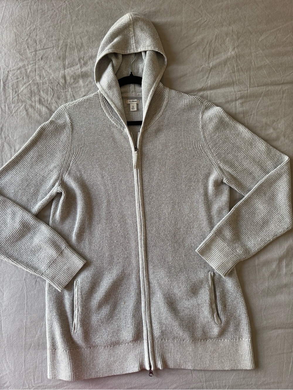 L.L. Bean Light Gray Hooded Full-Zip Women's Sweater